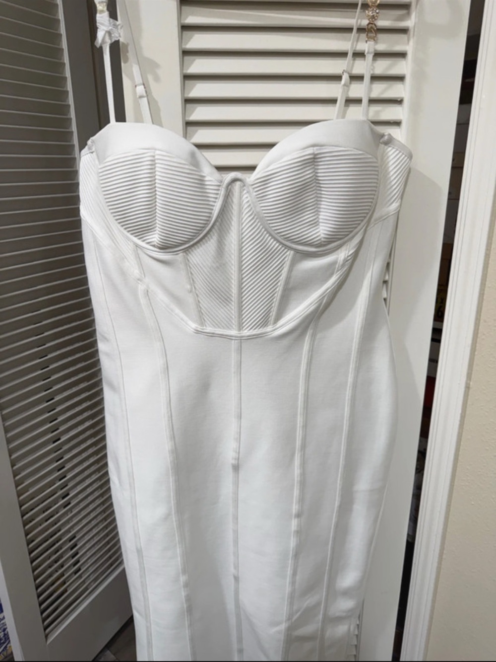 New White Bustier Bodycon Dress - Women